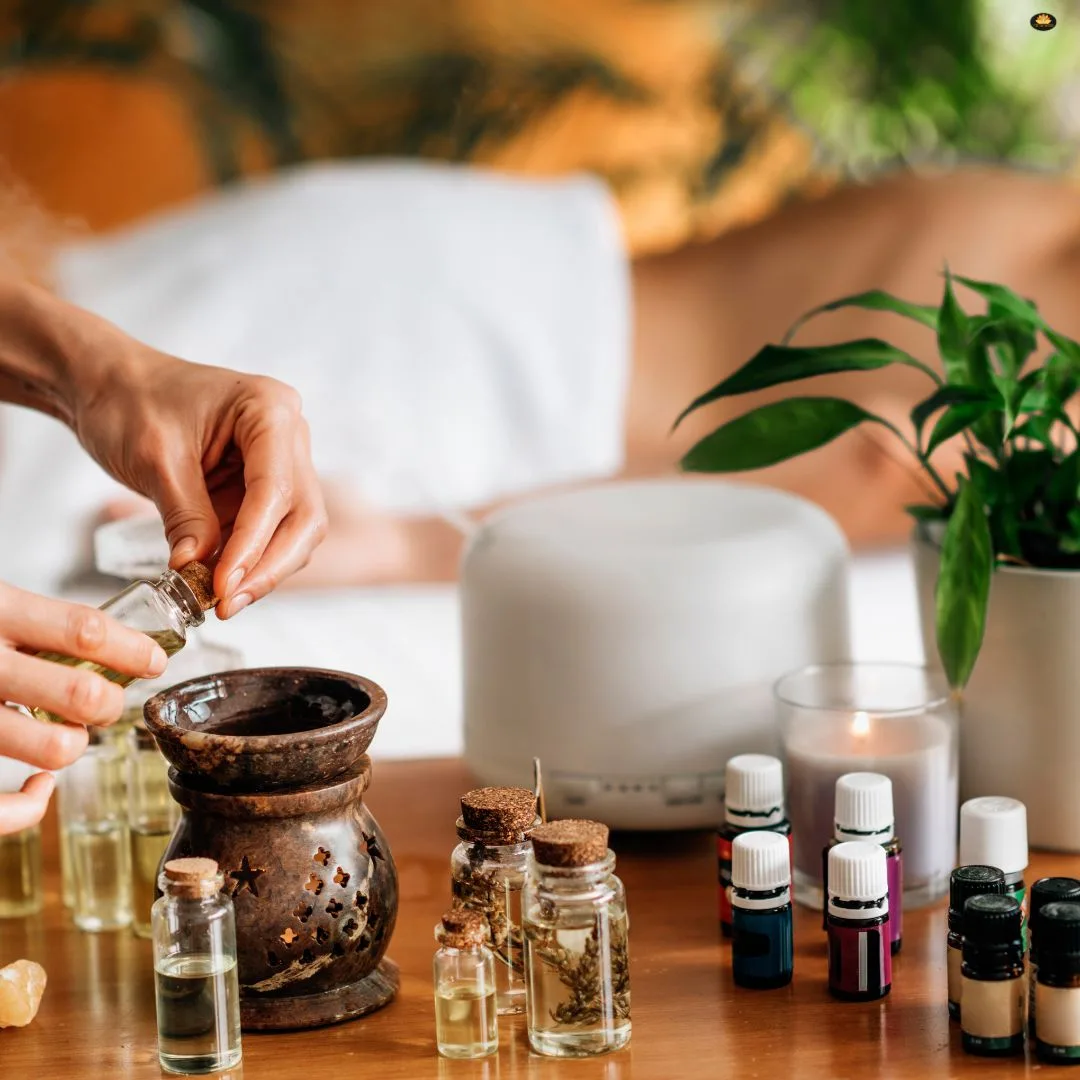 Aromatherapy massage with essential oils selected for stress relief